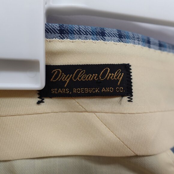 VTG NWT 60S/70S Sears Roebuck Co. 36x30 Mens Dress Pants Blue Plaid Disco Flare - Picture 5 of 13